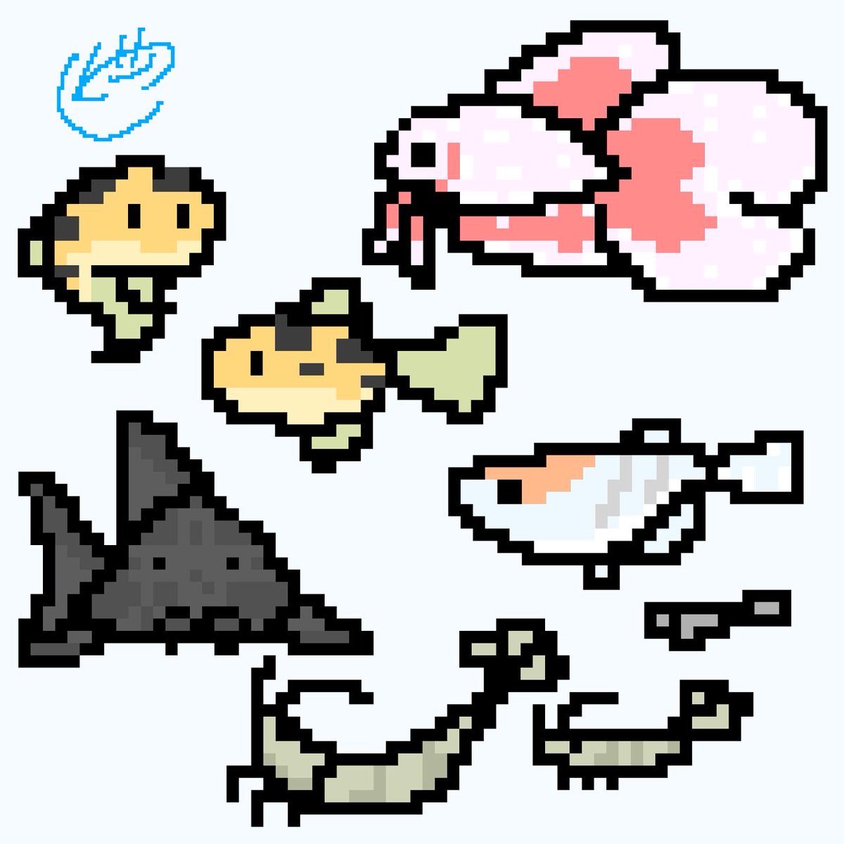 #三連休はフォロワーさんが増えるらしい
お魚を中心にイラストを描いてます🐟✨
可愛い子たちを見ていってください！！