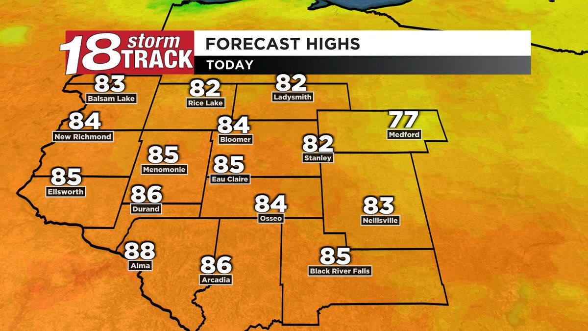 Here's a look at the forecasted highs for today.