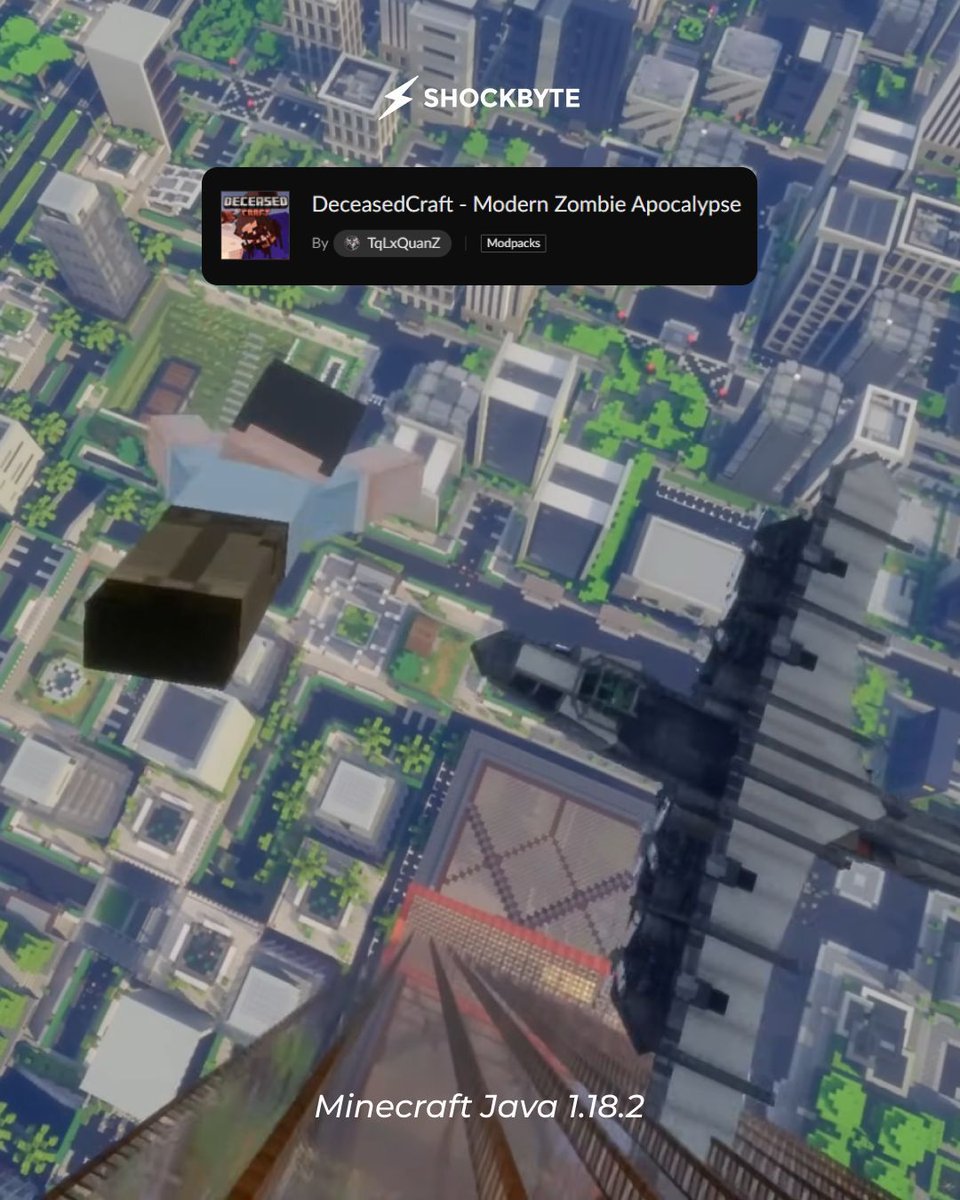Shockbyte's tweet image. Survive the apocalypse with guns, loot &amp;amp; endless zombies in DeceasedCraft 🧟

🎮Version: Minecraft Java, 1.18.2

#minecraft #minecraftmodpack #minecraftmod #minecrafters