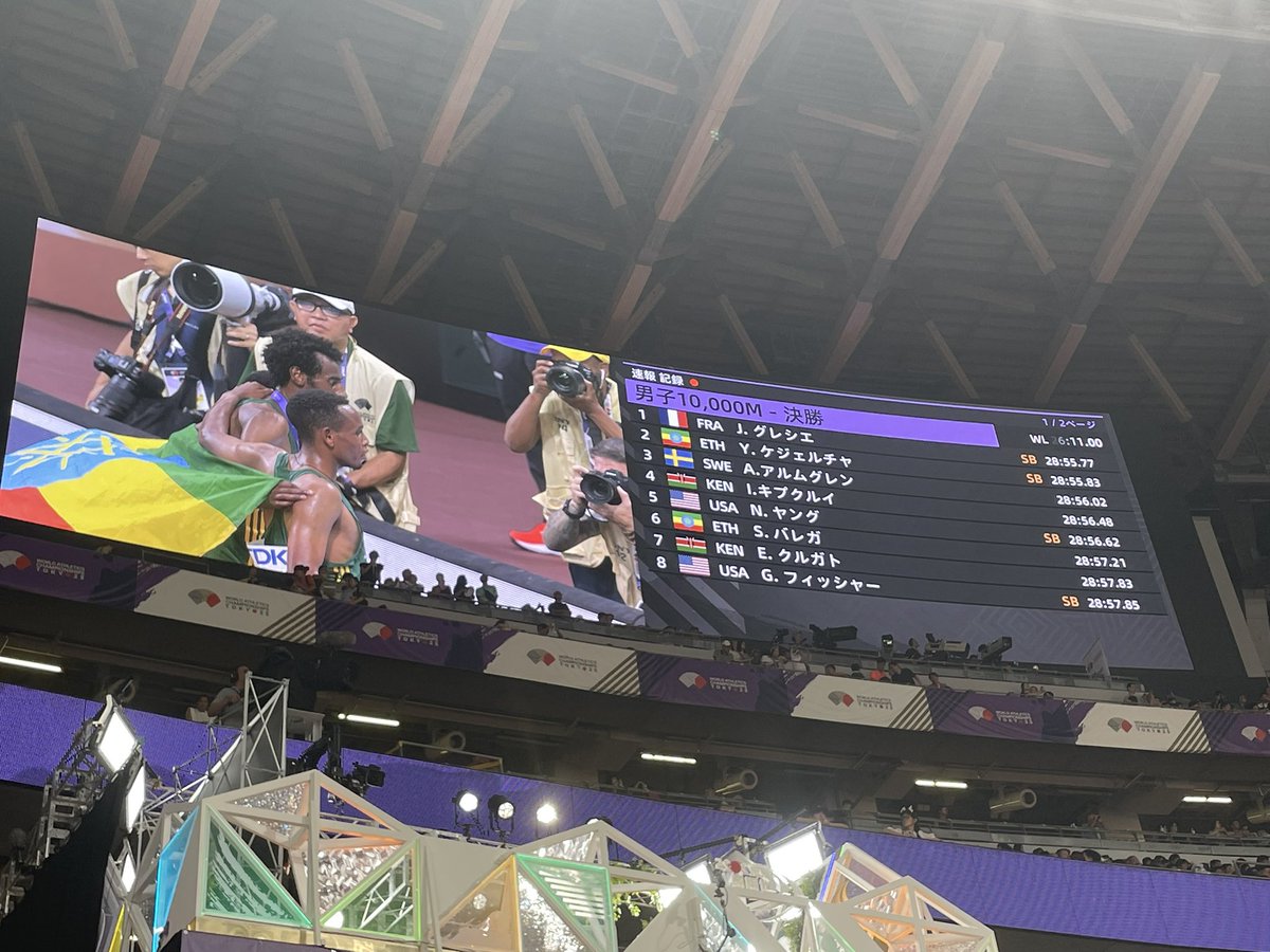 男子10000の結果がフランス→エチオピア→スウェーデンになることあるんだ #東京世界陸上