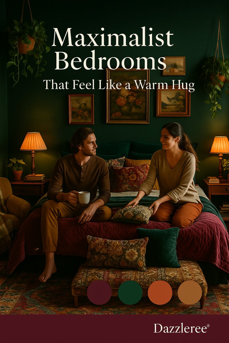 dazzleree's tweet image. These bedrooms are maximalist heaven—layered pillows, moody walls, quirky lamps… every corner feels personal and cozy. dazzleree.com/blogs/news/max… Sharing these dreamy spaces that feel like a warm, stylish hug 🛏️
#maximalistbedroom #cozyinterior #bolddecor #NYC #dazzleree