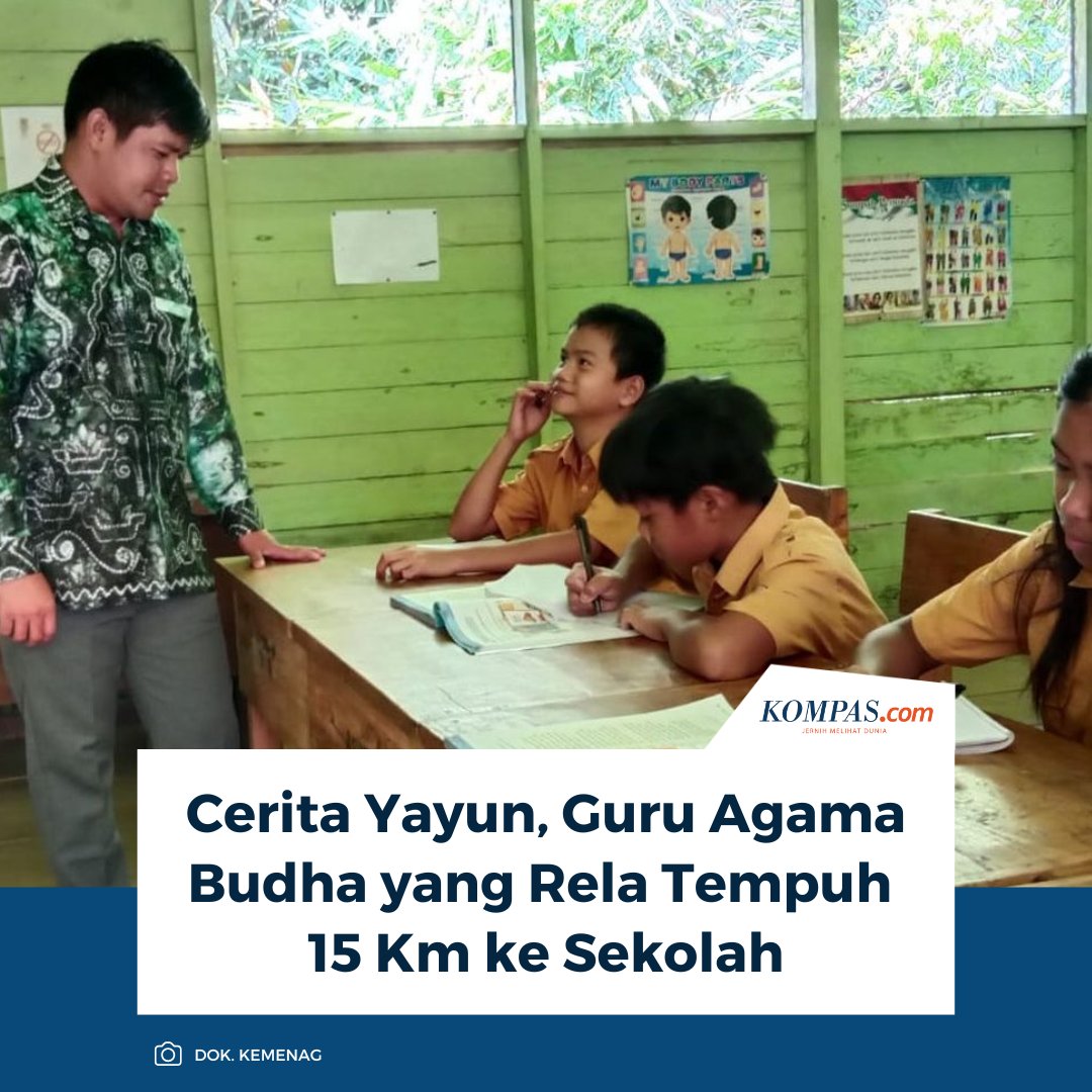 Yayun selalu bangun pagi untuk menempuh perjalanan sejauh 15 km ke tempatnya mengajar. Kalau dihitung, setiap hari ia menempuh perjalanan pulang dan pergi sejauh 30 km. Melelahkan, tetapi Yayun tetap semangat mengajar para siswanya.

Baca di sini: kompas.com/edu/read/2025/…

~TA