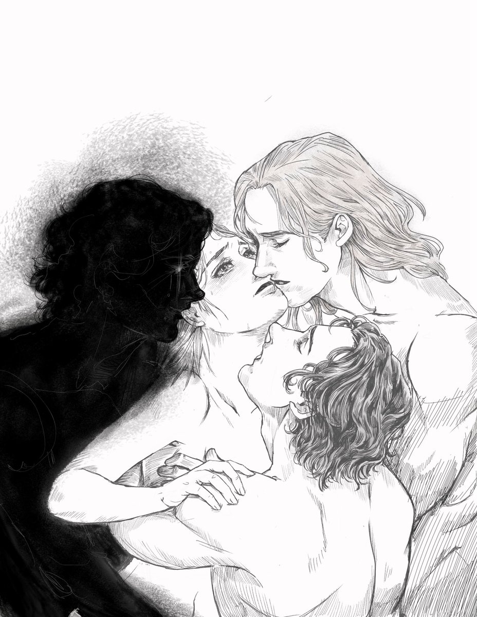 Yelena with her Cerberus.

我也不知道能說什麼，但真的畫3P也太挑戰了，所以走一個寫意的路線，大家都能懂的，我相信👍
我很後知後覺地發現原來可以把圖貼boblena社區，今天貼看看？
跟X真的很不熟🥹

#boblena