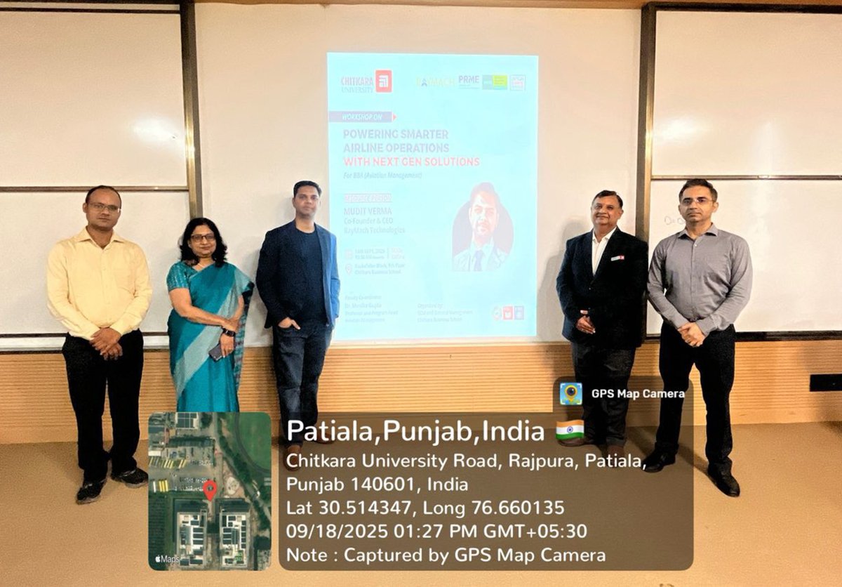 RaymachTech's tweet image. Honored to engage with the bright minds at Chitkara Business School.

Our CEO, Mudit Verma, shared how AI, data &amp;amp; real-time analytics are redefining airline operations.

The next gen of aviation leaders is ready for takeoff! ✈️
#RayMach #FutureOfAviation