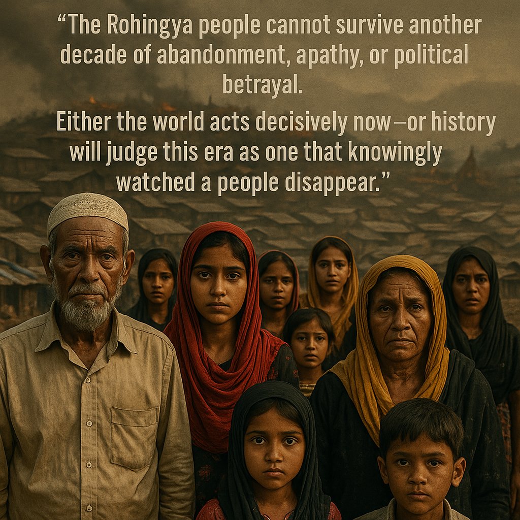 RRANforRohingya's tweet image. Tomorrow’s UN conference cannot be another talk show. Rohingya don’t need more sympathy, condemnations or empty resolutions.We need deadlines, accountability&amp;amp;concrete solutions to end decades of genocide&amp;amp;statelessness. #RohingyaGenocide #RohingyaSolutions #RohingyaJustice #UNGA80