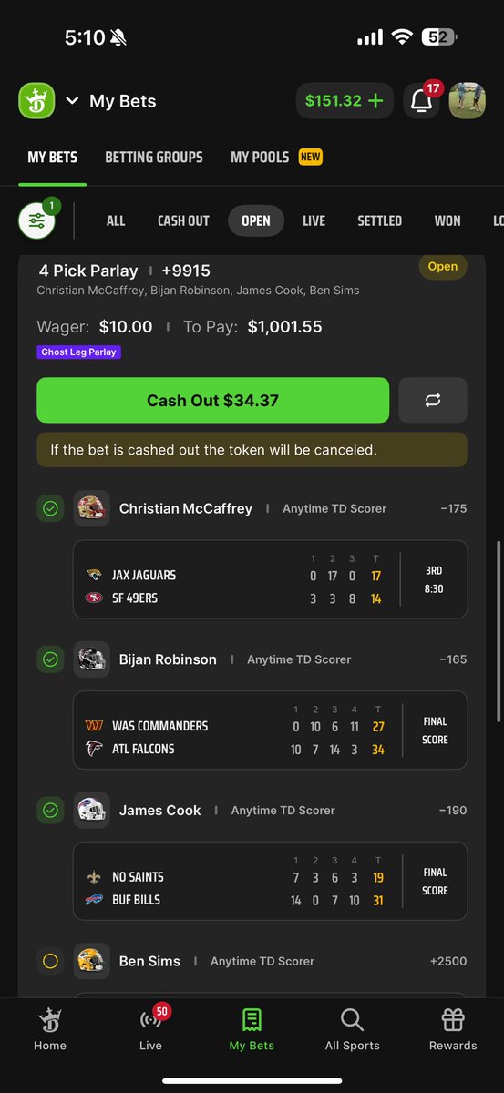 BugEyeBassin's tweet photo. @DKSportsbook Ghost leg baby! I appreciate yall🫡 https://t.co/2Yeu0WyEG7