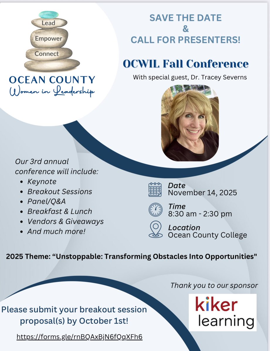 Save the date for our 2025 <a href="/OceanCountyWIL/">Ocean County Women In Leadership</a> Fall Conference on 11/14! Please see the link below if you would like to submit a proposal for a breakout session: docs.google.com/forms/d/e/1FAI…
<a href="/DrGrayMorales/">Wendy Gray Morales, Ed.D.</a> <a href="/CaraDiMeo/">Cara DiMeo</a> <a href="/LiGleas/">Dr. Lisa Gleason</a> <a href="/CMcCoid/">Christine Wischusen McCoid</a>