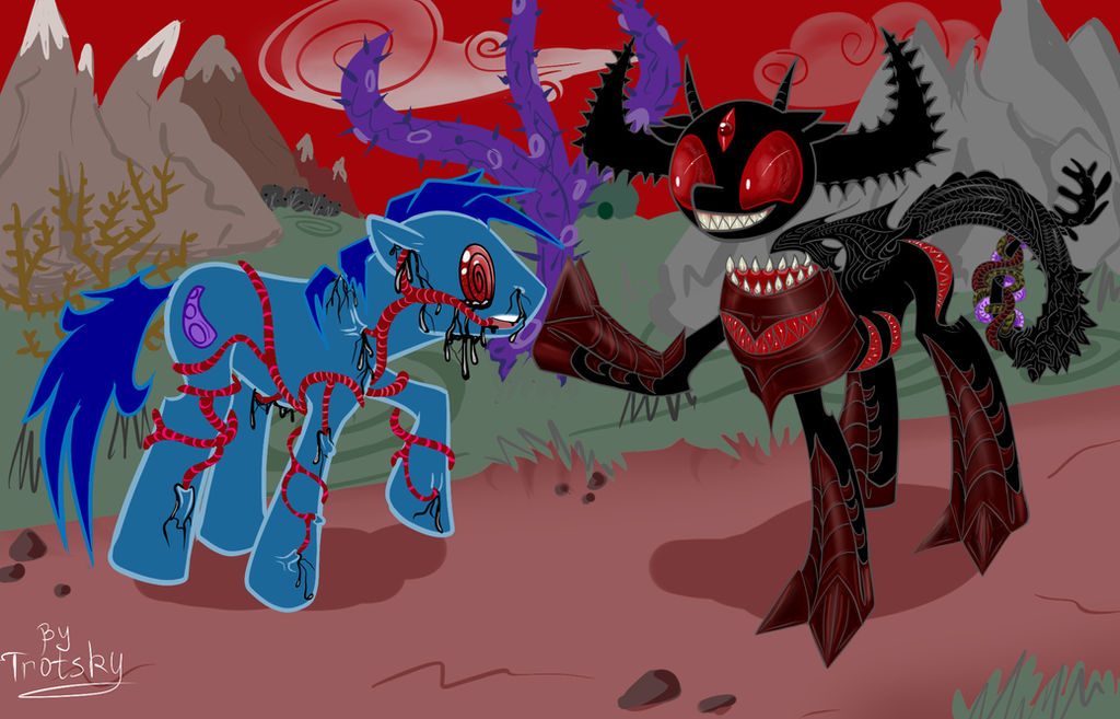 Zalgo2025's tweet image. -corrupts at least 500 equestrians-  attack units... go after @RoyalAcorn01 and @AndroidLynx1 ....bring them to me alive... the rest of you search for Twilight... and report back when you find her... -his soldiers scatter like hornets in different locations-