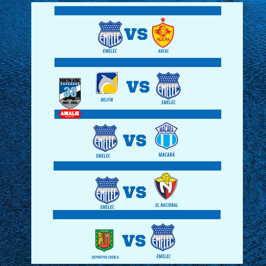 ⚡️Partidos del 2do Hexagonal para Emelec por un cupo a Copa Sudamericana 

HOY 9pm por YouTube de Fortin Azul

Sorteamos camiseta ⚪️⚫️🔵
