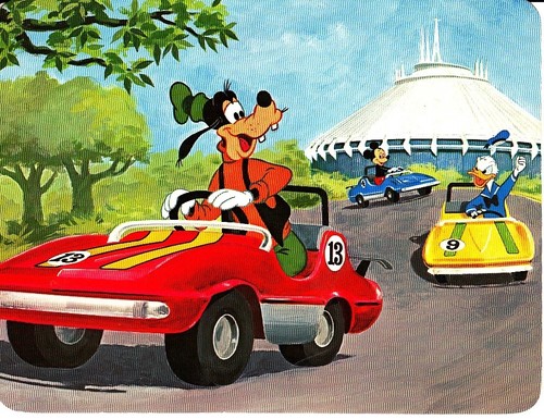An artistic depiction of me riding the Tomorrowland Speedway