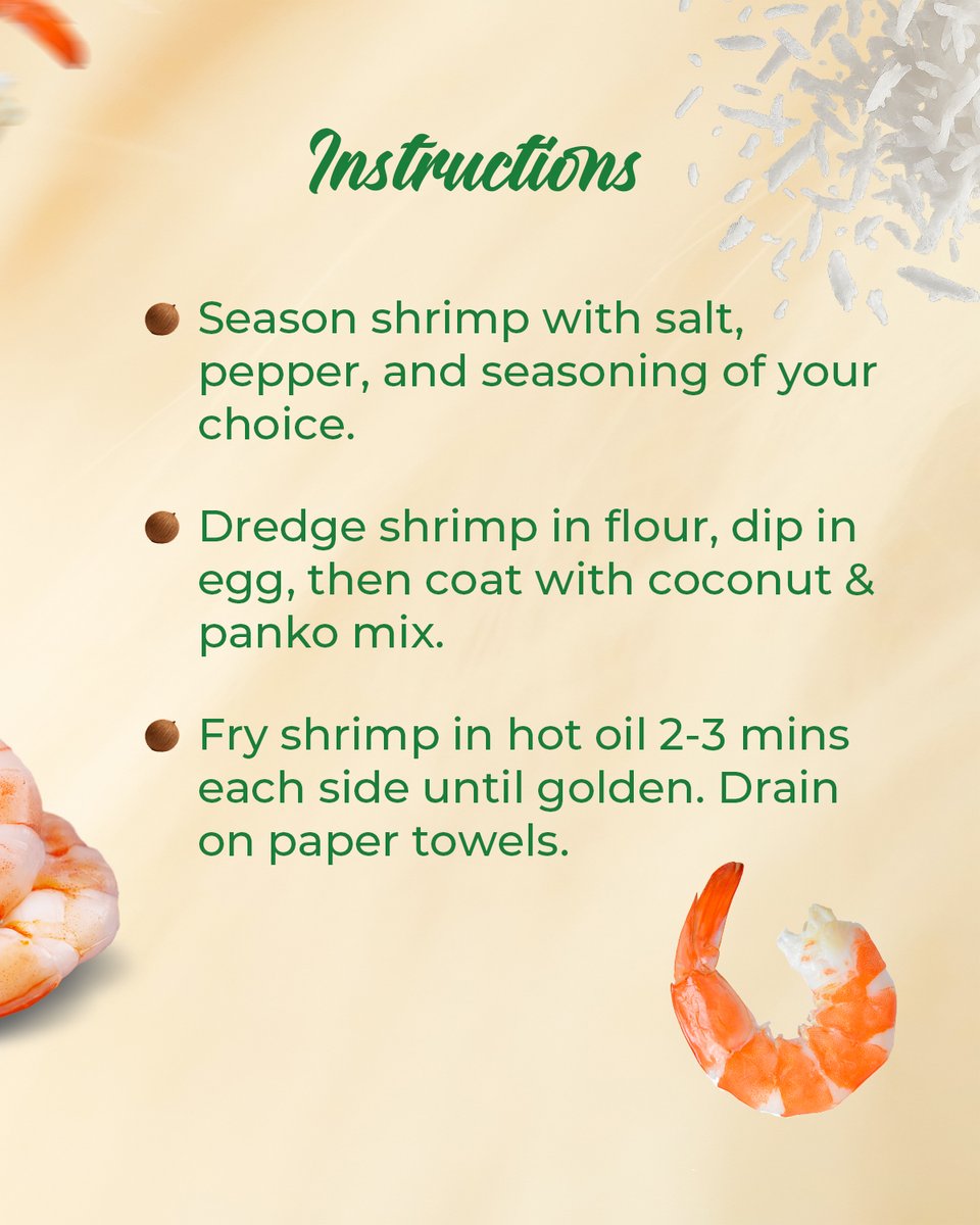 JISNews's tweet photo. Bring the flavors of the Caribbean to your kitchen with Coconut Crusted Shrimp!
Quick, flavorful, and packed with island vibes! Serve with your favorite dipping sauce and enjoy a taste of Jamaica at home. ๐ฏ๐ฒ
#CoconutRecipes #FromTreeToTable #CoconutStrong
#CaribbeanFlavors #MadeInJamaica #HealthyEating
#TheCoconutCollective #IslandCuisine #SeafoodDelights