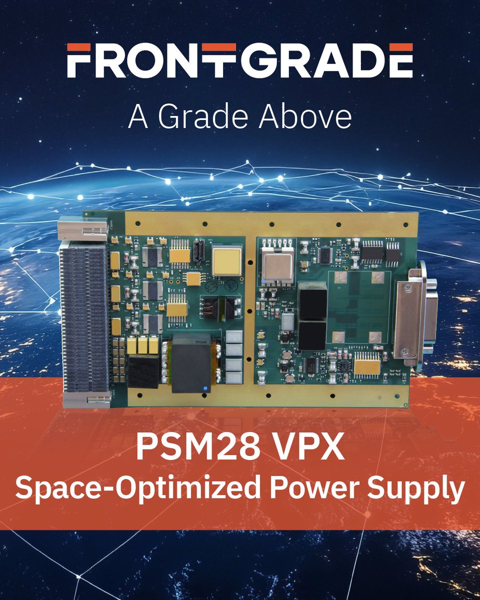 frontgradetech's tweet image. The PSM28 VPX Power Supply Module delivers compact, high-efficiency, radiation-hardened power for SpaceVPX systems. Learn more: frontgrade.com/product/3956

#FrontgradeTech #SpaceVPX #PoweringPossibility