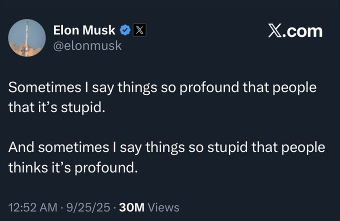 #SpaceX #Tesla #BaddiesAfrica: There are typos in each of his "profound" sentences. Then again, I'm the King of Tpyos.