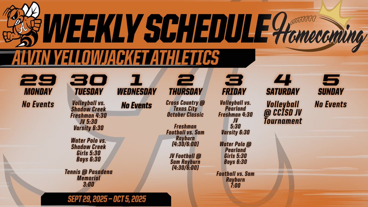 Another great week ahead in JACKETLAND! It’s homecoming, come out and support all of our great student-athletes across the area and at home this week!