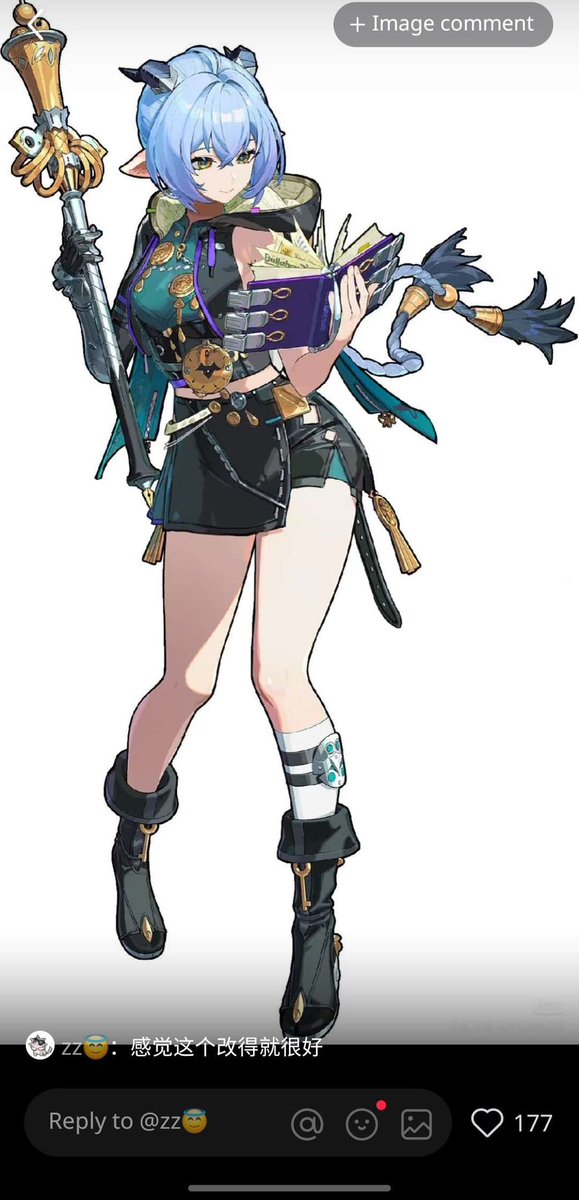 cheribmb's tweet photo. Hey chat, I can't read foreign languages but I saw this in my discord chat

Why are the fans so much better at making alternate designs? 🫩 This is my favorite fan remake. It's combat appropriate too 😭 https://t.co/AlUypqGRuT