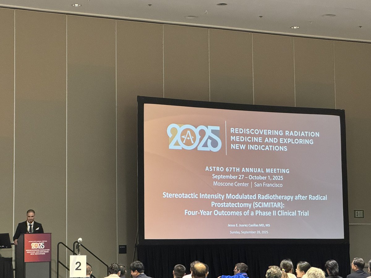 <a href="/JesusJ_MD/">Jesus E. Juarez C.</a> presenting 4-year outcomes of post-op SBRT on the phase II SCIMITAR trial — in press soon!