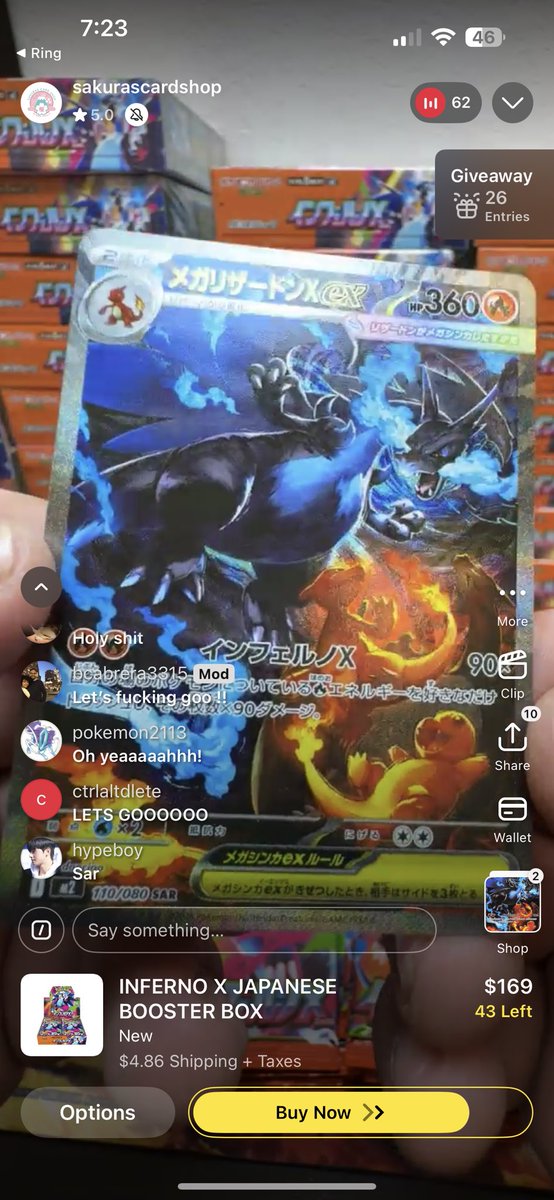 Another one!! <a href="/SakurasCardShop/">🌸Sakuras Card Shop🌸</a> killing it with these zards!!! 

*not mine* 

They are live now!

whatnot.com/s/aYTEhKlC