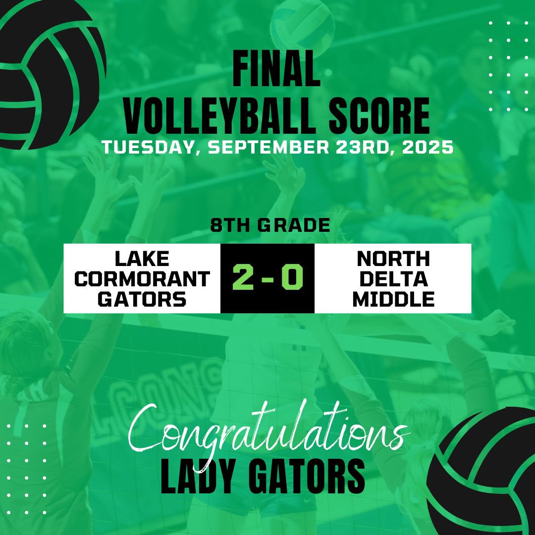 Huge congrats to our 8th Grade Volleyball team on back-to-back victories this week!

💚 Mon night, they fought hard and defeated Center Hill in a thrilling 2–1 match!
💚 Tues night, they kept the momentum going with a strong 2–0 win over North Delta!

#GoGators #Teamwork #TeamDCS