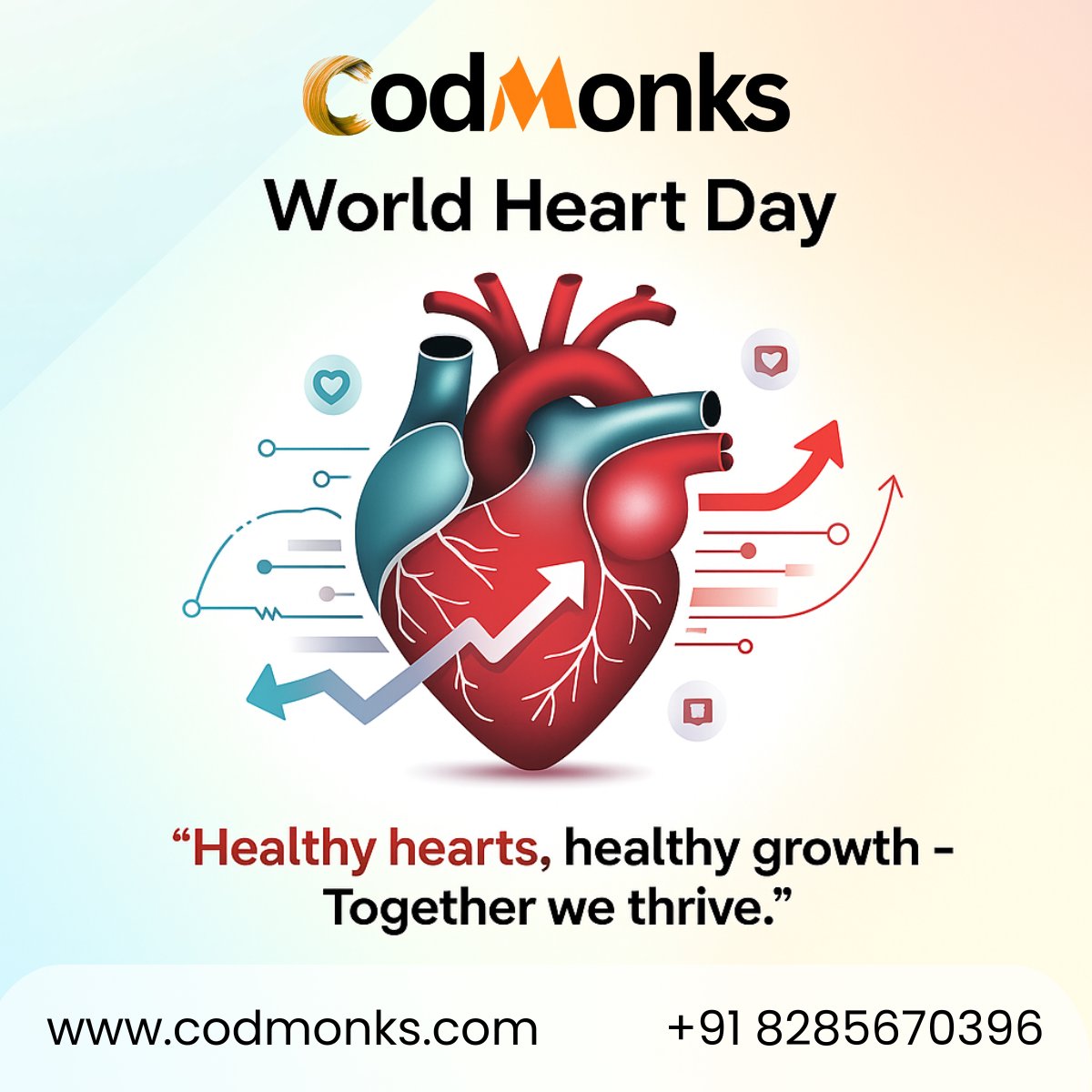 codmonksTech's tweet image. Today is World Heart Day — a reminder to care for the engine that keeps us going.
Let’s make healthier choices every day! 
#WorldHeartDay #HeartHealth