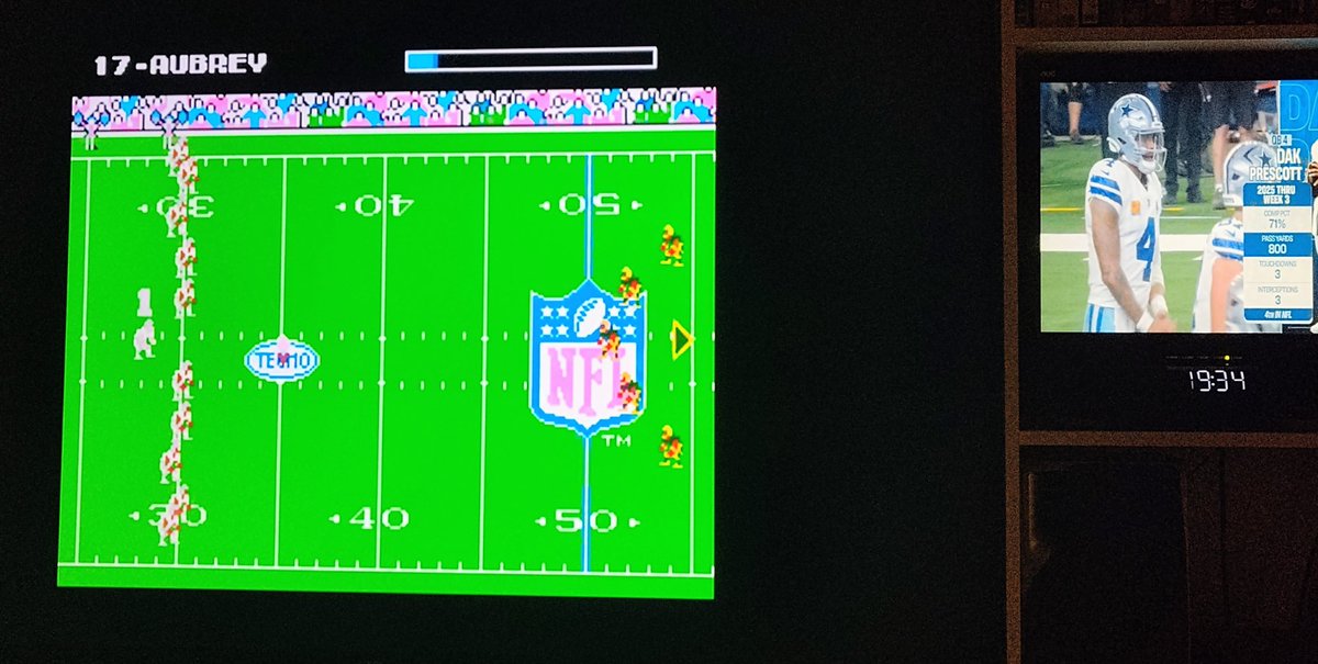 It took one series for the Cowboys to lose big screen privileges. Maybe the Tecmo Bowl version of Dallas will be competitive. 😂