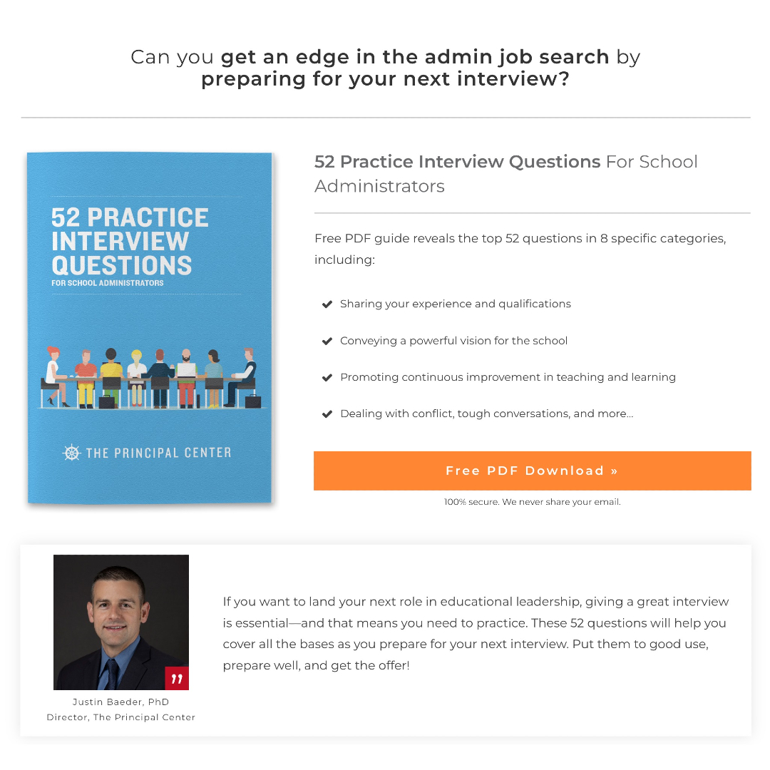 52 Practice Interview Questions for School Administrators: Free Download

principalcenter.com/interview