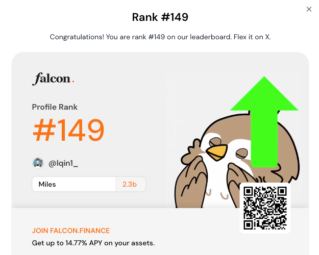 lqin1_'s tweet photo. Made top 150 at the last moment! ✅ @falconfinance https://t.co/ntJ5qpyX2l