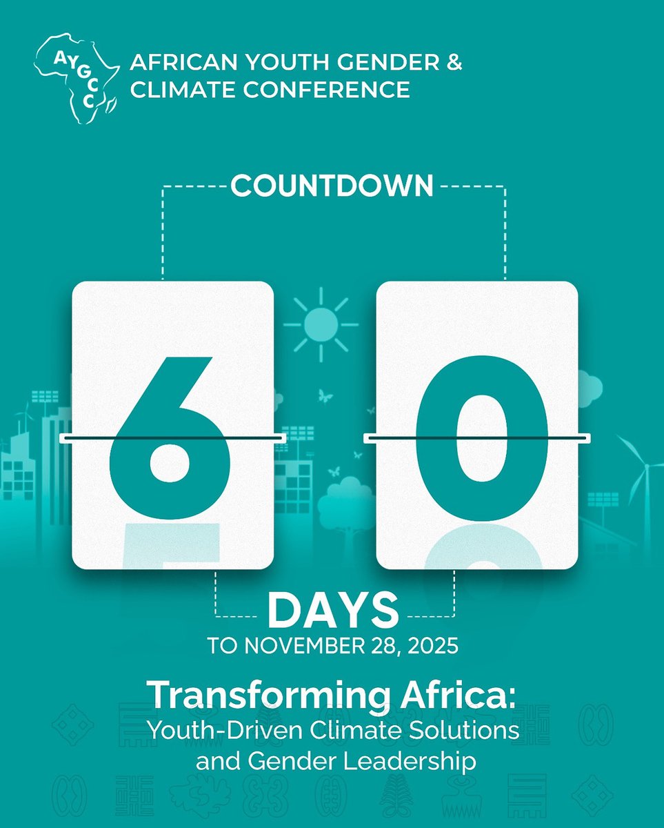 Countdown!

Join us in transforming Africa through youth-driven climate solutions. 

Registration open: bit.ly/AYGCC-2025

For partnership and sponsorship, contact:+233 (0)247161465 /Info@anijieglobalfoundation.org

 #AYGCC2025 #AnijieGlobalFoundation #genderequality #COP30
