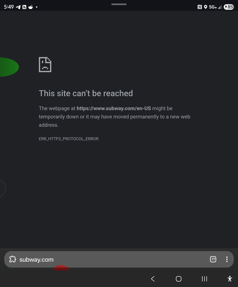 AlreadyGuilty's tweet image. @SUBWAY Fix your damn website and make it possible to report website issues to you! You're losing sales. It sometimes works for a few minutes but in multiple browsers, multiple devices, via Wi-Fi or 5G, desktop mode or mobile, over several weeks, it always ends with this!