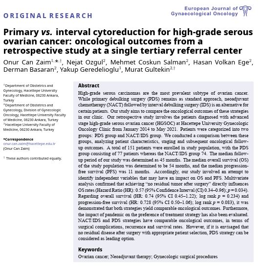 🩺Study: PDS &amp; NACT/IDS show similar survival in ov#surgery how similar survival in ovarian cancer, but no residual tumor boosts OS. Key finding! 
🏠Affiliation:<a href="/Hacettepe1967/">Hacettepe Üniversitesi</a> 
📚Read more:ejgo.net/articles/10.22…
#OvarianCancer #Oncology #Surgery