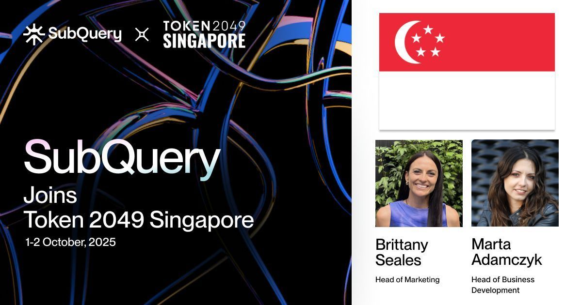 SubQueryNetwork's tweet image. Two weeks. Two cities. One mission.

SubQuery goes from KBW2025 🇰🇷 to Token2049 🇸🇬 

We&apos;re bringing decentralized infra to the world. 

Reach out if you&apos;re in Singapore!