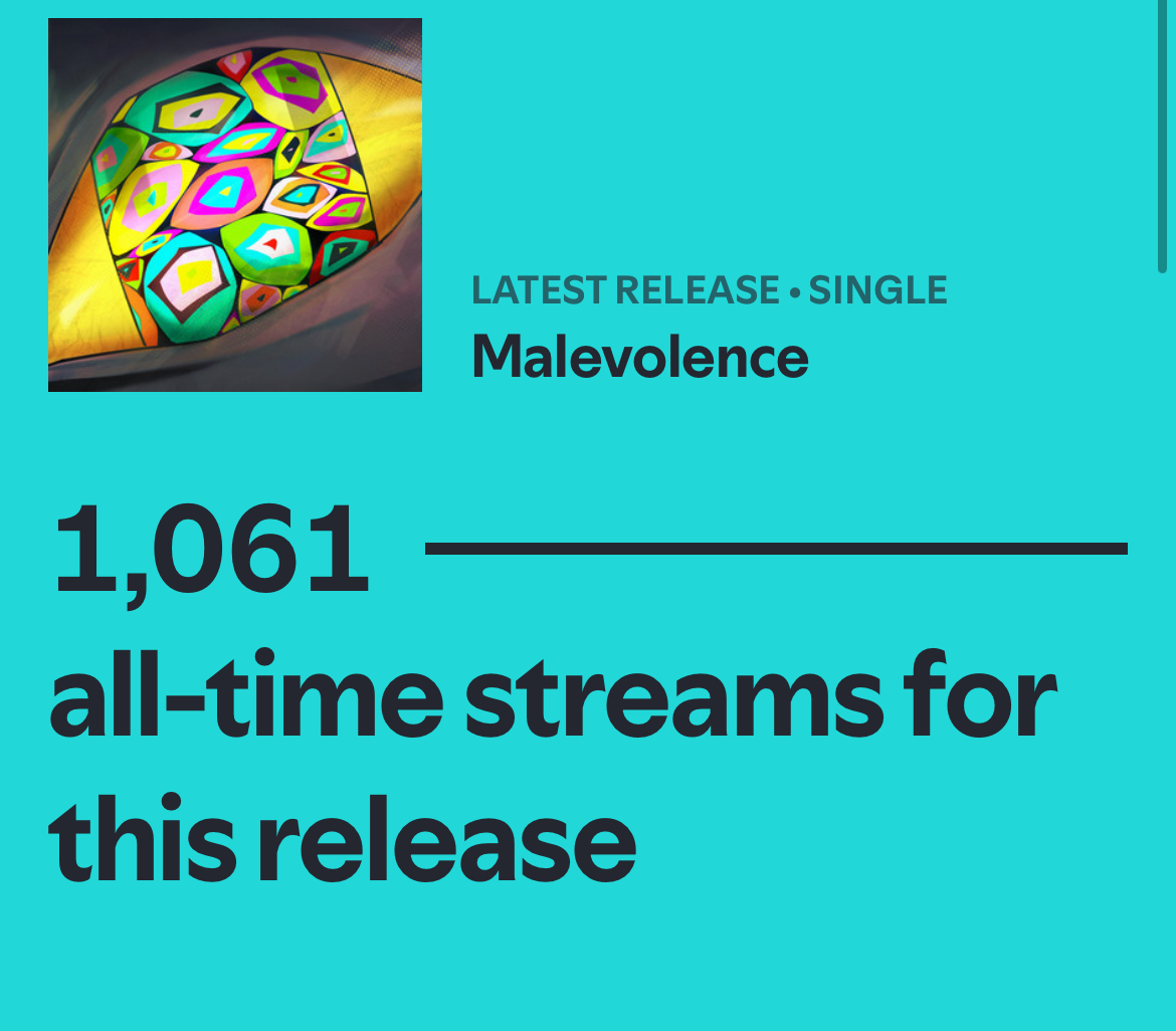 MALEVOLENCE HAS HIT 1K ON SPOTIFY! THANK YOU GUYS SO MUCH 💛💛💛 #TADC #nerdcore