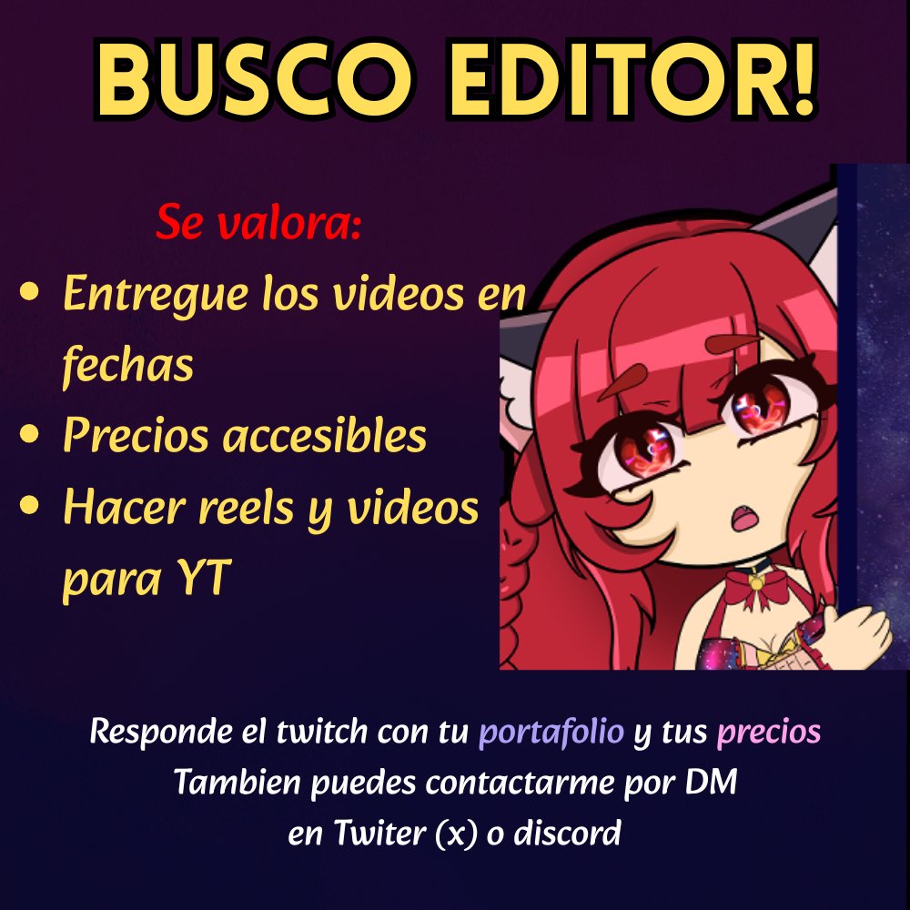 AkiYuStudio's tweet image. Ando buscando editooooorr!!! :3 #Editor #Vtuber #buscoeditor