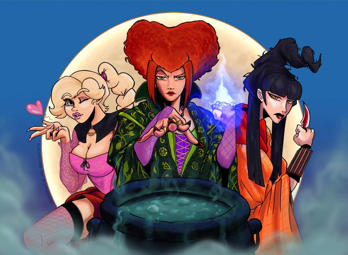 Oh damn, it's the Dangerous Ladies as the Sanderson Sisters from the movie Hocus Pocus!

Commission for <a href="/NComicstm/">NRG Comics™</a> 

#Azula #Mai #TyLee #ATLA #HocusPocus