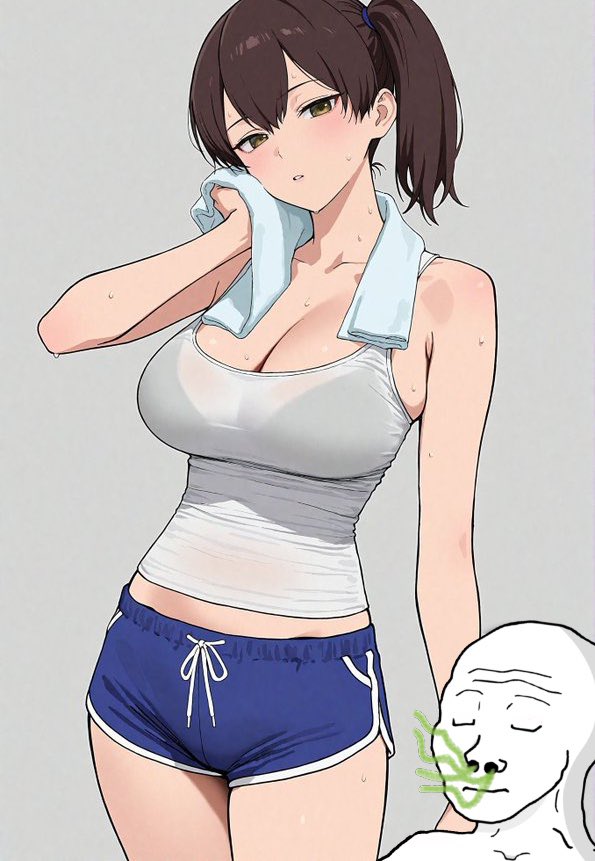 ジャージ姿のアニメ少女と漫画キャラクターの画像