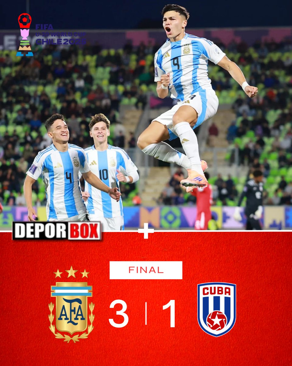 DEBUT CON VICTORIA 

La Selección Argentina Sub-20 debutó con una victoria en el Mundial de la categoría tras vencer 3-1 a Cuba en la primera fecha del Grupo D.

instagram.com/p/DPKtjbAjd9_/…