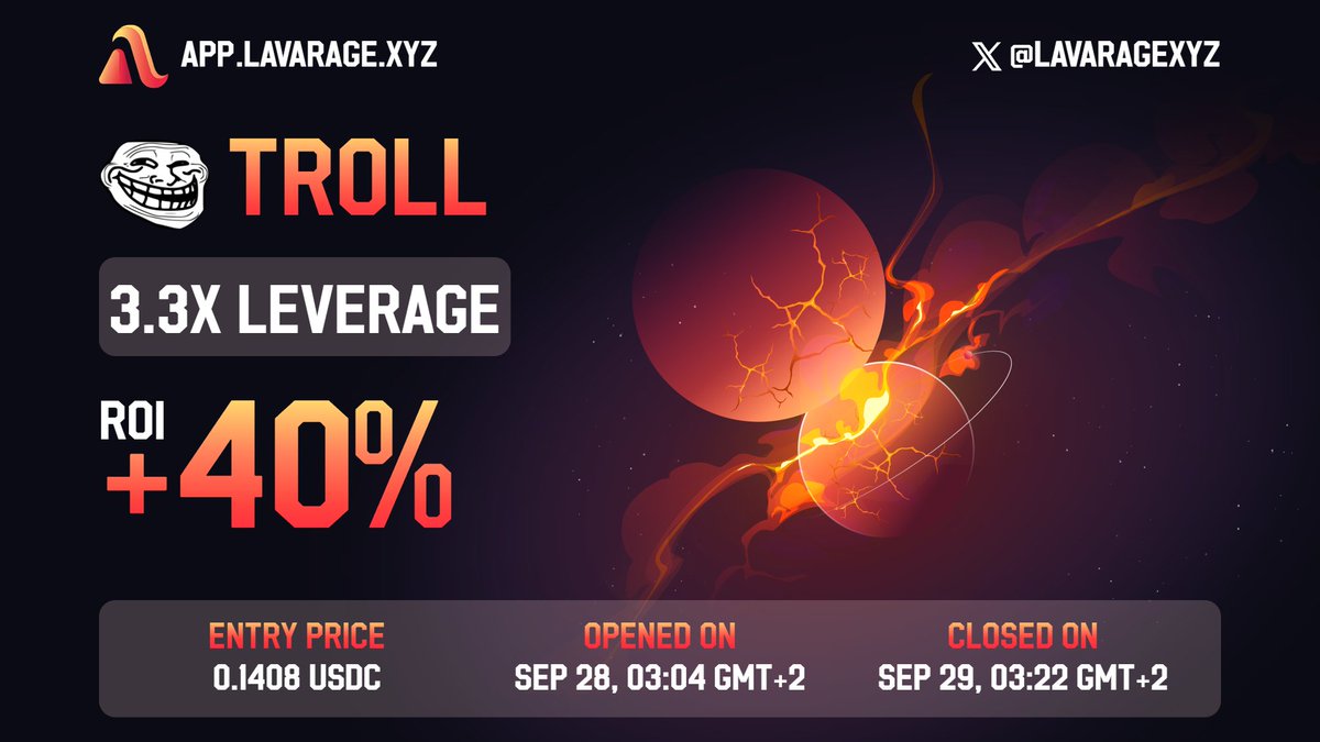 APE’d $TROLL at 3.3x leverage on app.lavarage.xyz/?ref=gH8-gAM 🚀

@lavaragexyz #solana
                
CA: 5UUH9RTDiSpq6HKS6bp4NdU9PNJpXRXuiw6ShBTBhgH2