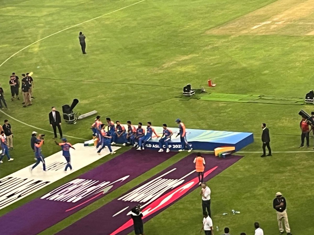 DMANDAL21's tweet image. Big Breaking 🚨

Team india Celebrating with Asia Cup Trophy 🇮🇳 🏆

Team India refuses to accept the Asia Cup 2025 Trophy 🏆 from Pakistan interior minister and ACC Chairman Mohsin Naqvi.

Someone just picked up the trophy &amp;amp; walked off the ground.

#INDvsPAK #AsiaCupFinal #Tilak
