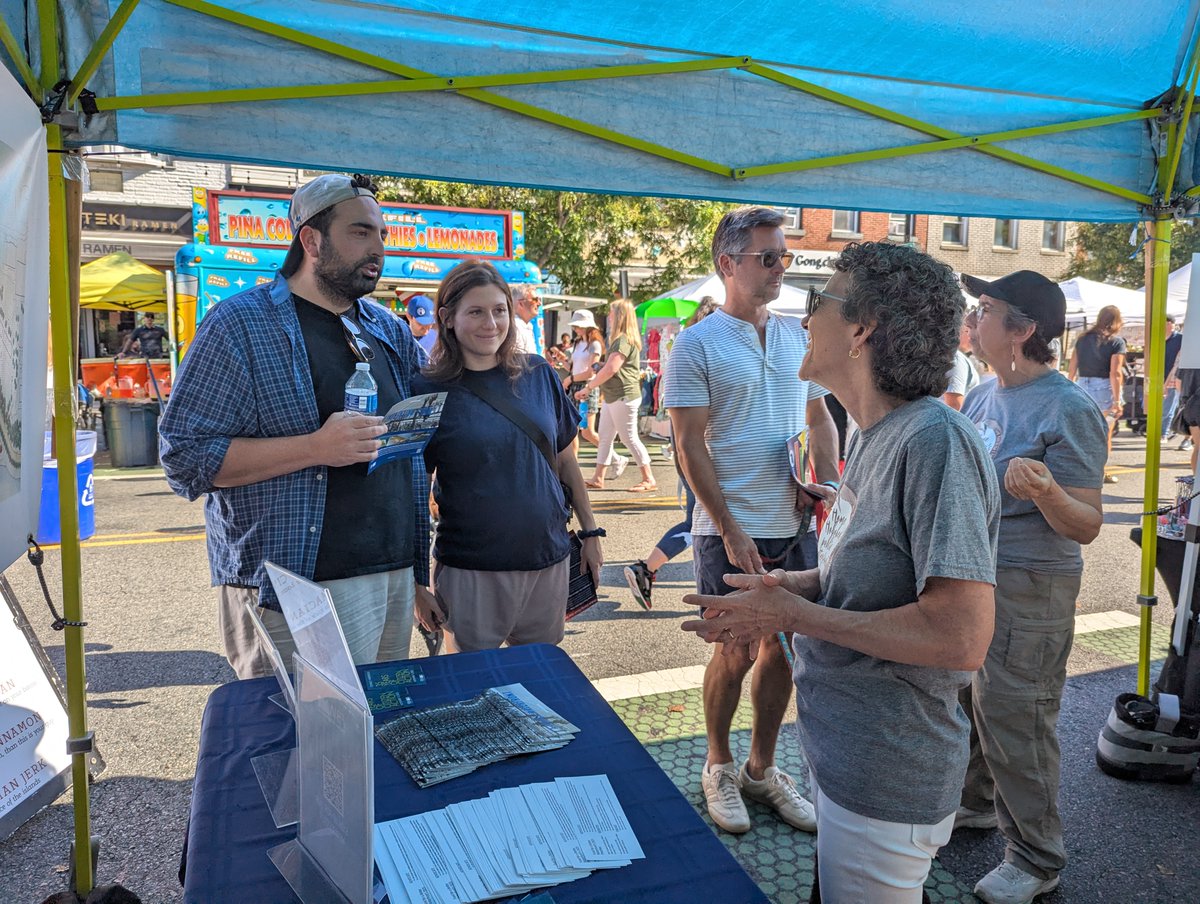 FBW's Sarah Colker &amp; Carol Boncelet talking with people at today's Hoboken Arts &amp; Music Festival.