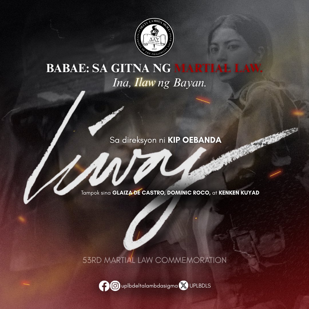 UPLBDLS's tweet photo. Ngayong araw, inaanyayahan namin ang lahat na makiisa sa isang araw ng 𝗽𝗮𝗴-𝗮𝗹𝗮𝗹𝗮, 𝗽𝗮𝗴𝗸𝗮𝘁𝘂𝘁𝗼, 𝗮𝘁 𝗽𝗮𝗴𝗯𝗮𝗯𝗮𝗹𝗶𝗸-𝘁𝗮𝗻𝗮𝘄 𝘀𝗮 𝗮𝘁𝗶𝗻𝗴 𝗸𝗮𝘀𝗮𝘆𝘀𝗮𝘆𝗮𝗻 sa pamamagitan ng libreng film showing ng Liway (2018).

#UPLBDLS68
#ML53 
#Liway https://t.co/cZTs2lr6Ug