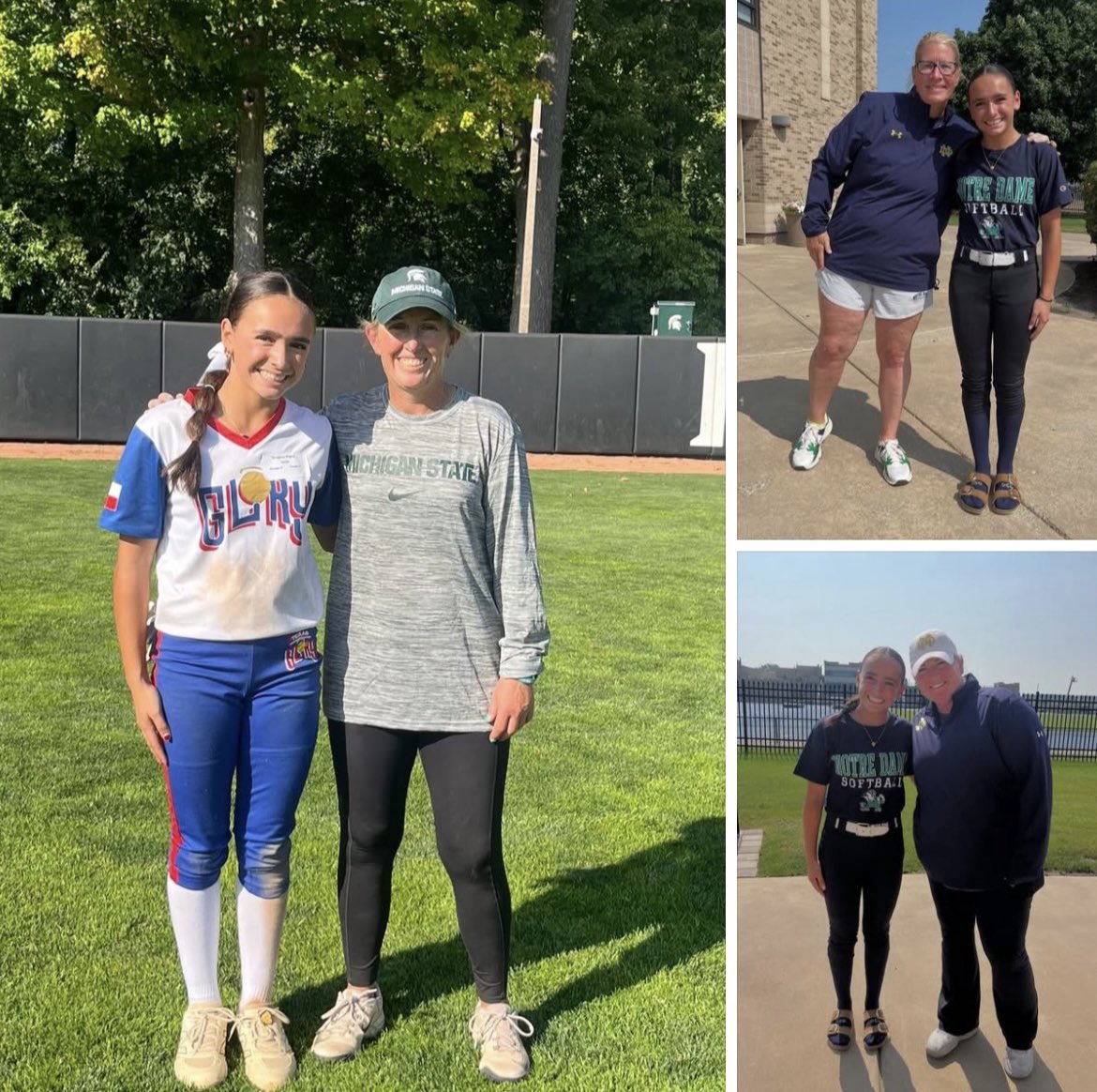 despina_patos's tweet photo. Had a great time this weekend at the Notre Dame and Michigan State softball camps! Thank you to @2Ganeff @shomcdonald and assistant coaches for making camp so special! #msusoftball #notredamesoftball #d1softball #fyp #softball https://t.co/JUvYeMOjDD