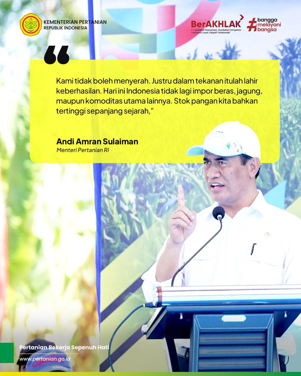 Kementerian Pertanian RI (@kementan) on Twitter photo Selain meningkatkan produksi,Kementan juga mendorong hilirisasi pertanian dengan nilai investasi Rp371 triliun yang akan menyerap 8 juta tenaga kerja.Dengan sinergi semua pihak,Indonesia bukan hanya mandiri pangan,tapi juga semakin diperhitungkan di tingkat global.
#panenjagung Selain meningkatkan produksi,Kementan juga mendorong hilirisasi pertanian dengan nilai investasi Rp371 triliun yang akan menyerap 8 juta tenaga kerja.Dengan sinergi semua pihak,Indonesia bukan hanya mandiri pangan,tapi juga semakin diperhitungkan di tingkat global.
#panenjagung