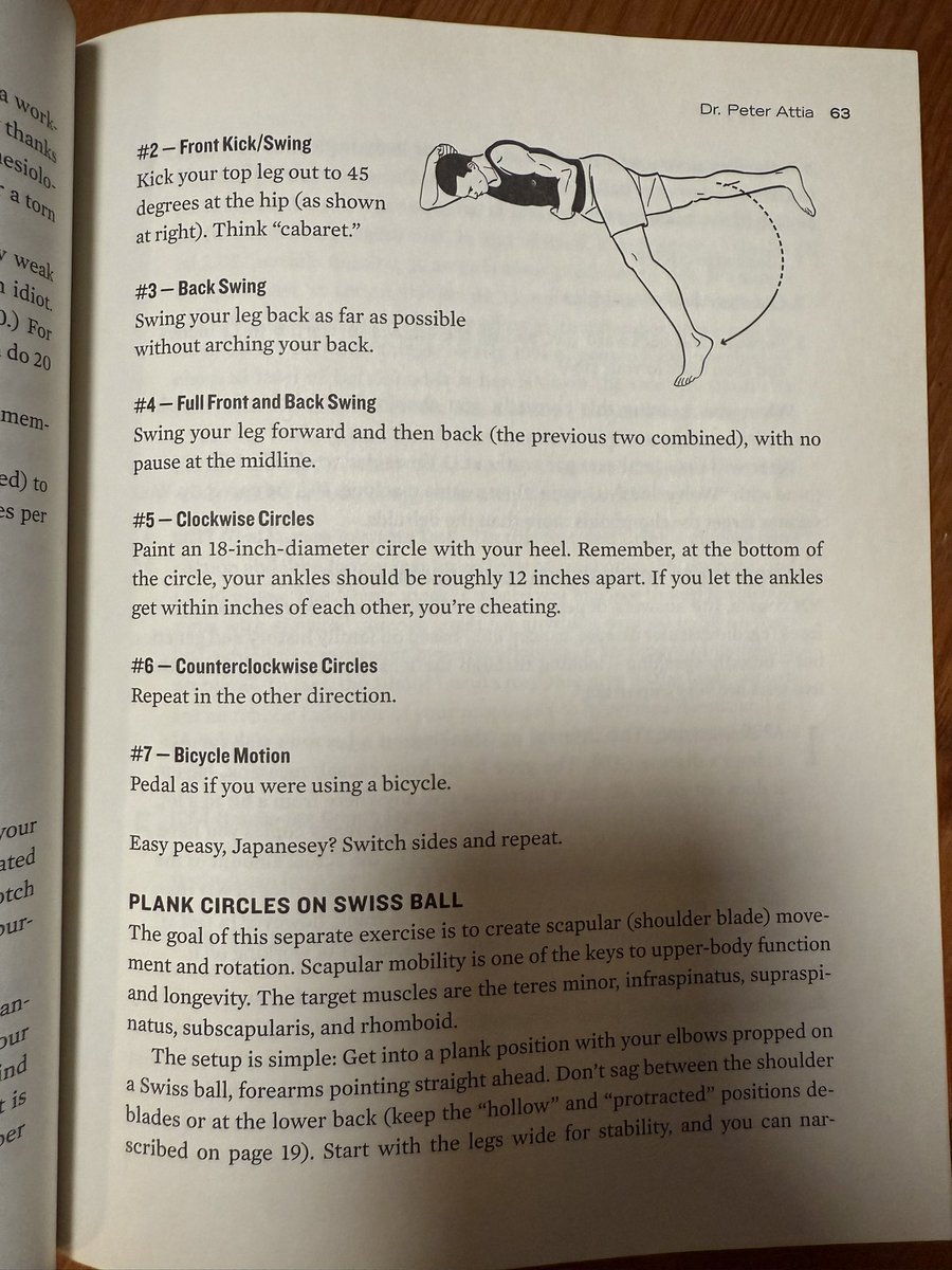 TopherNOW's tweet image. Travel tip you didn’t know you needed:

Do these weird glute exercises the night before a long flight. Your lower body will feel 10 years younger.

They were recommended by @PeterAttiaMD in @tferriss’s Tools for Titans.

Awesome book if you haven’t read it 👆