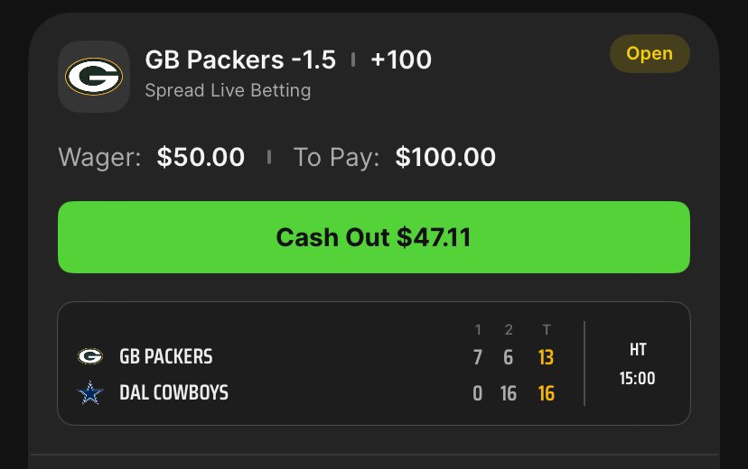 Can’t believe they’re tossing this line out there. Seems irresponsible. I’ve been wrong before but I’m absolutely taking this.

Pack -1.5 +100 (1u)

#GamblingX #NFL