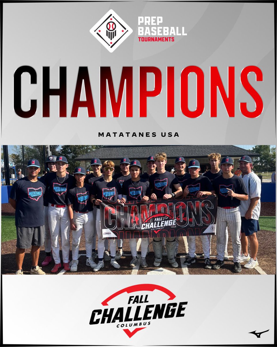 🥇TOURNAMENT CHAMPIONS 🥇

Matatanes USA | <a href="/matatanesusa/">Matatanes Baseball USA</a>

🏆 PBT Fall Challenge🏆

⚾️ Upperclass Champions
📅 9/27-9/28
📍 Jennings Park - Columbus, OH

<a href="/PBRTournaments/">Prep Baseball Tournaments</a> | <a href="/PBCbus/">Prep Baseball Columbus</a> | <a href="/pbtscouting/">Prep Baseball Scouting</a>
