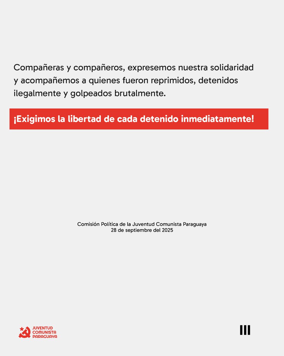La Juventud Comunista Paraguaya denuncia la operación represiva y policial organizada por el gobierno de Santiago Peña