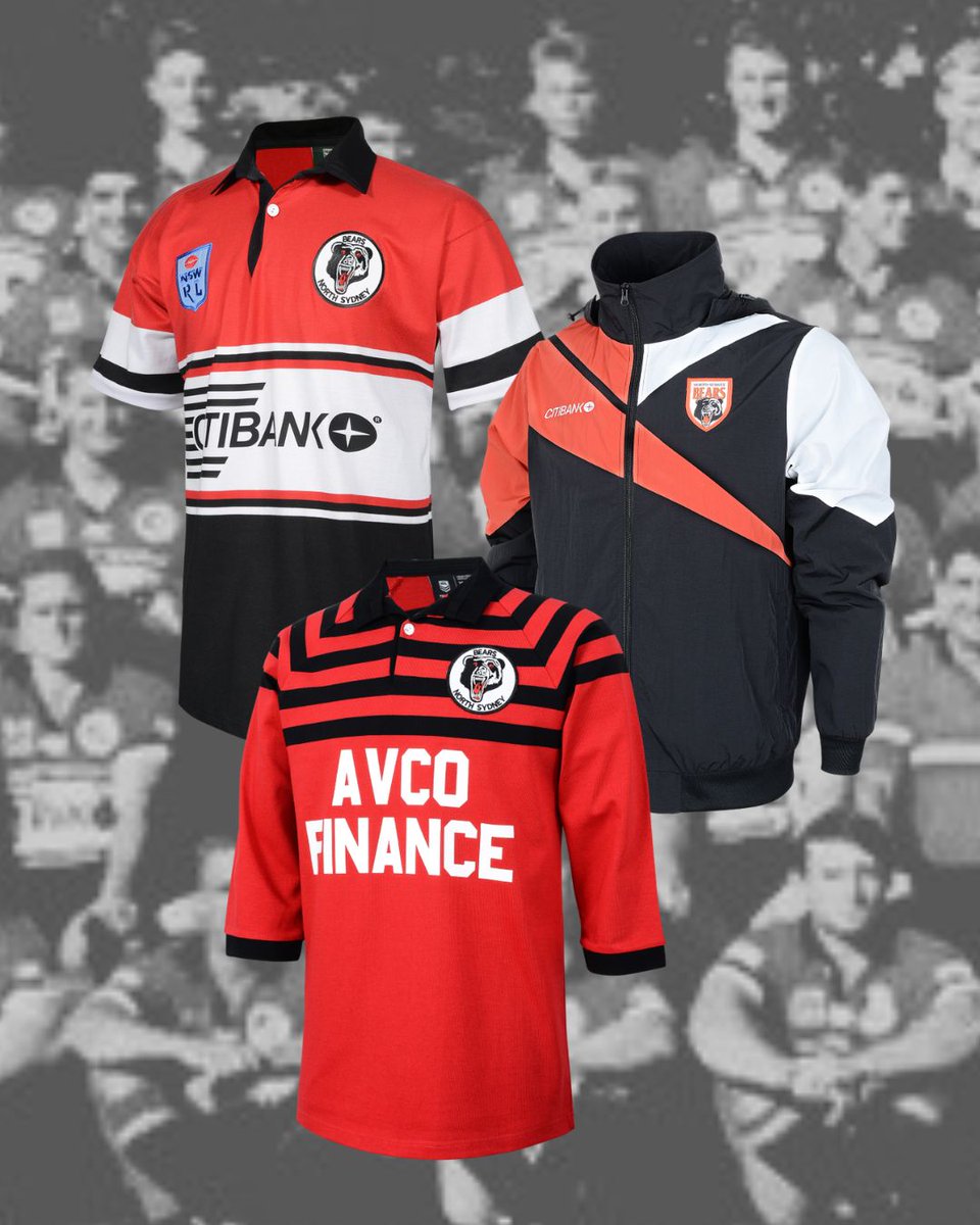 NthSydneyBears's tweet image. Restocked!

✅ 1994 "Citibank" Retro Jersey
✅ 1982 "Avco Finance" Jersey
✅ Retro Jacket

Shop Retro now: buff.ly/4OJyIaO 

#RetroJersey #RetroJacket #WearTheBear