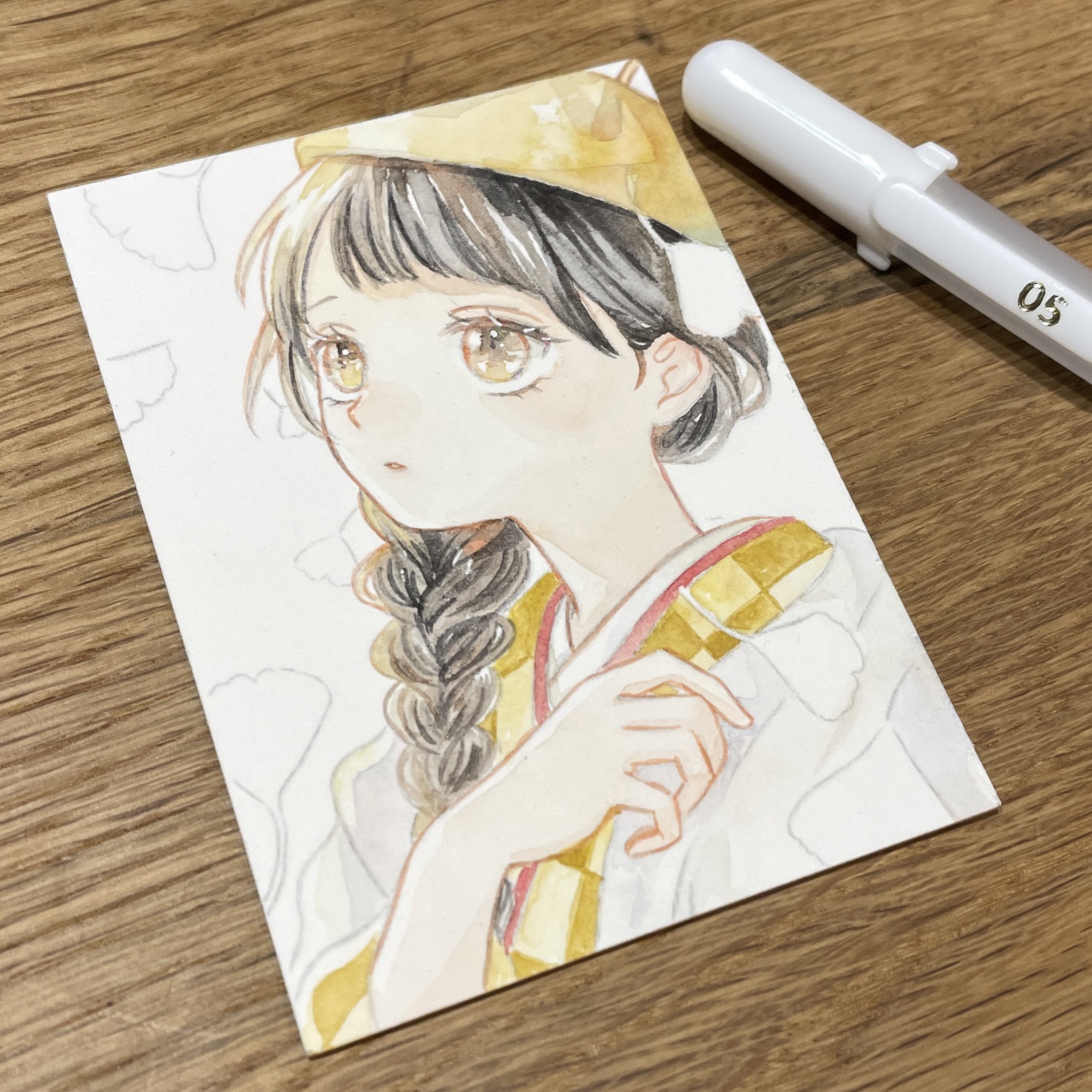 赤い服の少女 水彩画 人物4月 : 赤坂孝史の水彩画 AKASAKA TAKASHI watercolor