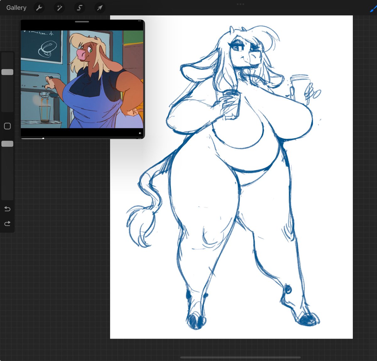 Quick warm up of <a href="/TabuleyAnim/">Tabuley 🐧</a> ‘s Maybel. I thought her design was really neat!