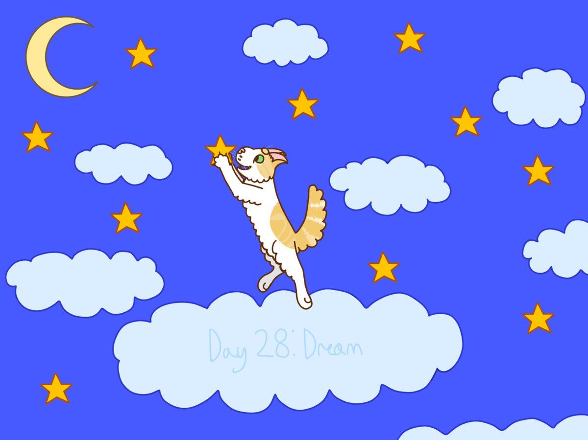 Speedy_green_'s tweet photo. #cattember Day 28: Dream
Jumping on clouds and catching stars
#cattember2025 https://t.co/Fe5VhdLtaw