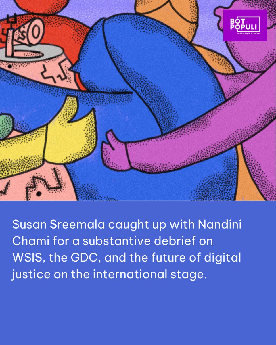PopuliBot's tweet image. Following up on the dispatches from the WSIS high level event in July, Susan Sreemala caught up with Nandini Chami for a substantive debrief on #WSIS, the #GDC, and the future of #digitaljustice on the international stage. 

Read Now: botpopuli.net/claiming-the-z…